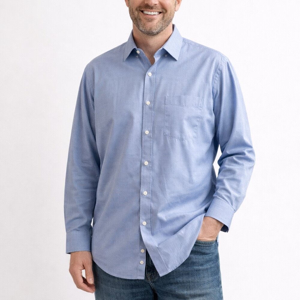 Johnston & Murphy Men's Button-Up Shirt Blue XXL Classic Fit - Picture 2 of 8